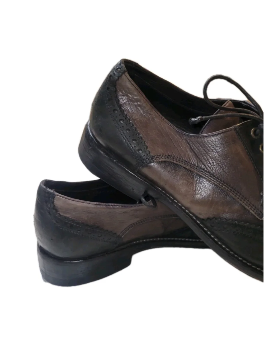 John Varvatos Men's Lace-Up Black/Brown Oxford Genuine Leather Shoes Size 10.5